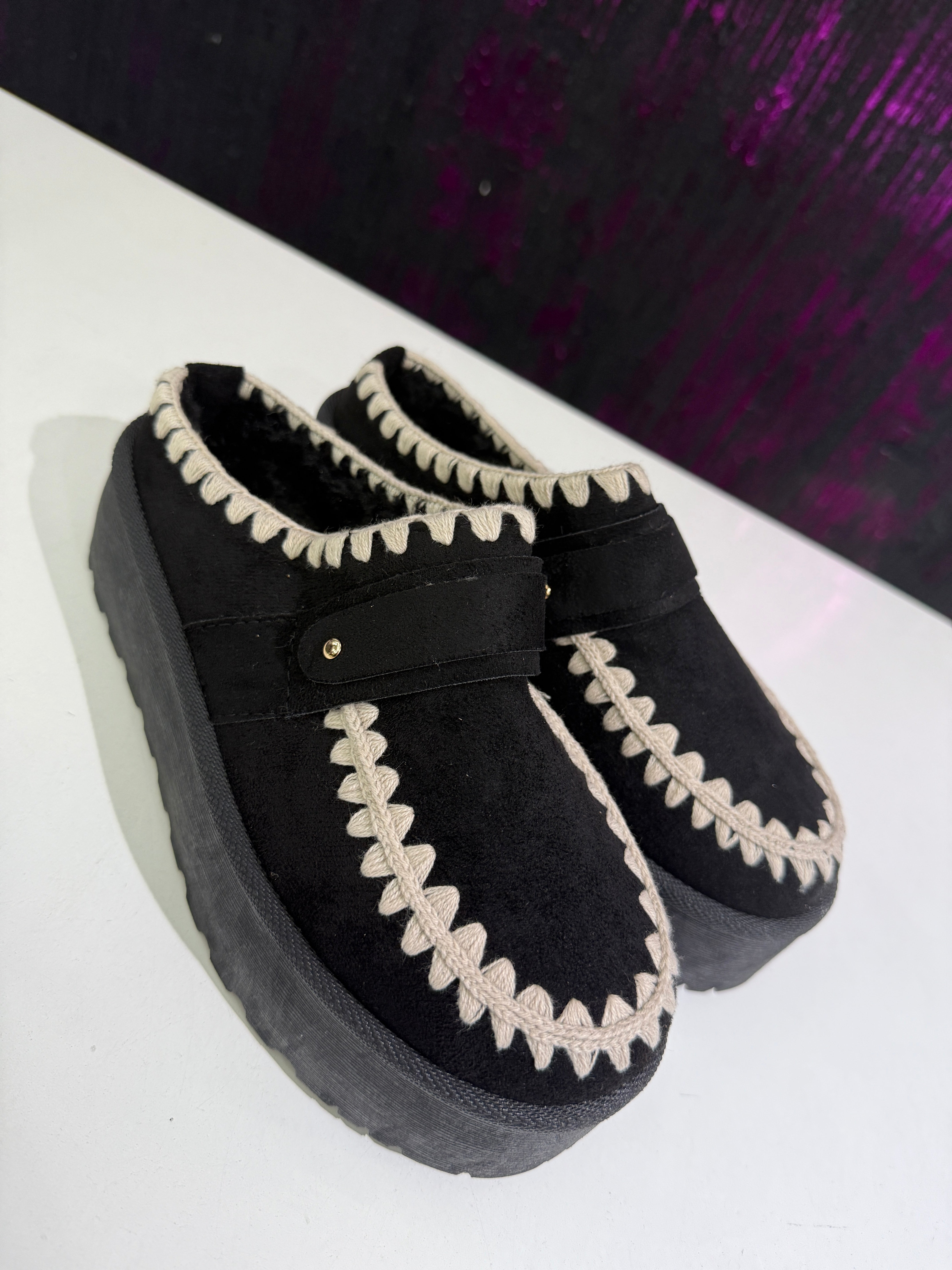 Scarpa Donna Platform Foderata in Effetto Camoscio