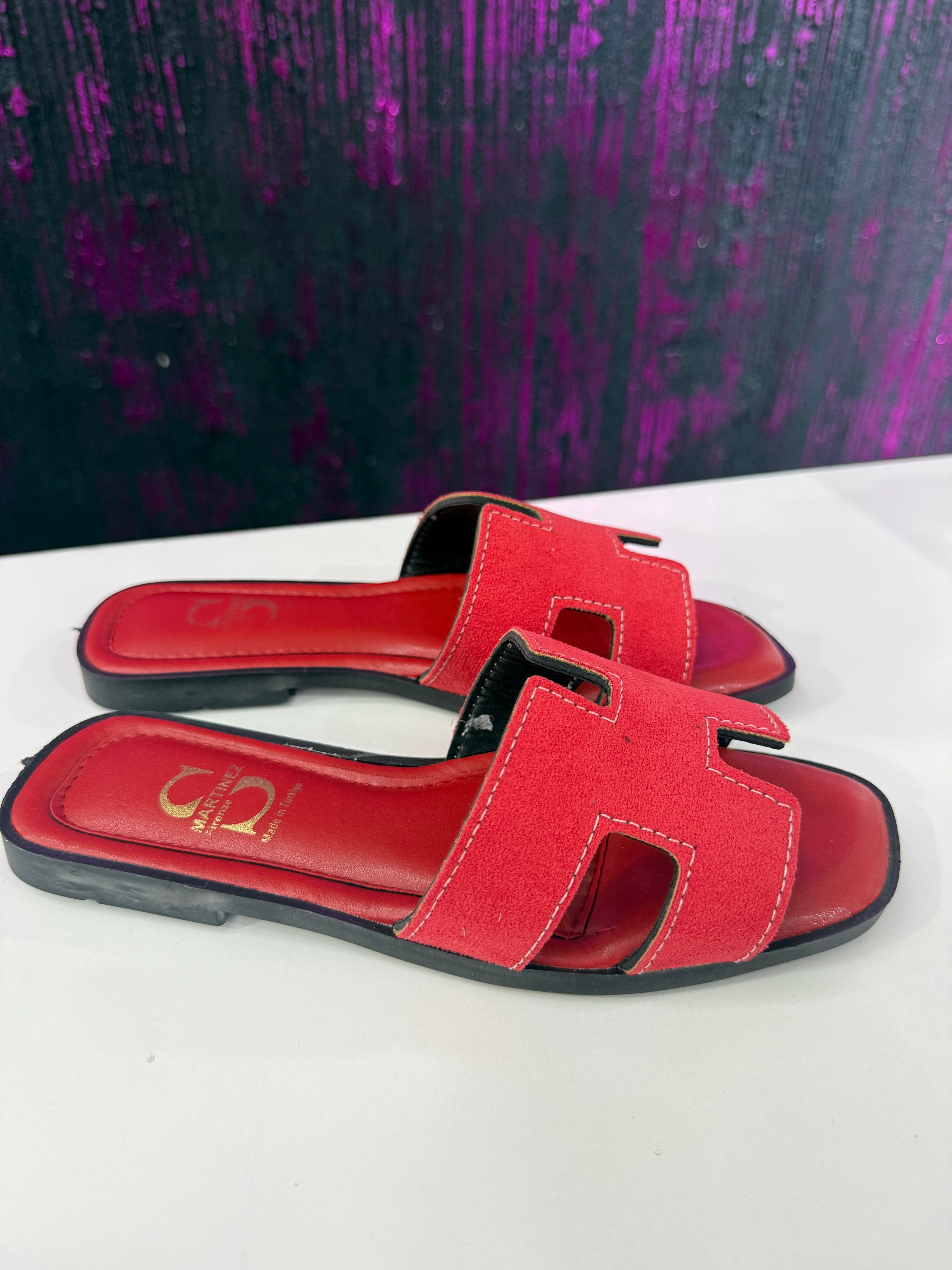 Ciabattina mod.Hermes camoscio cuciture