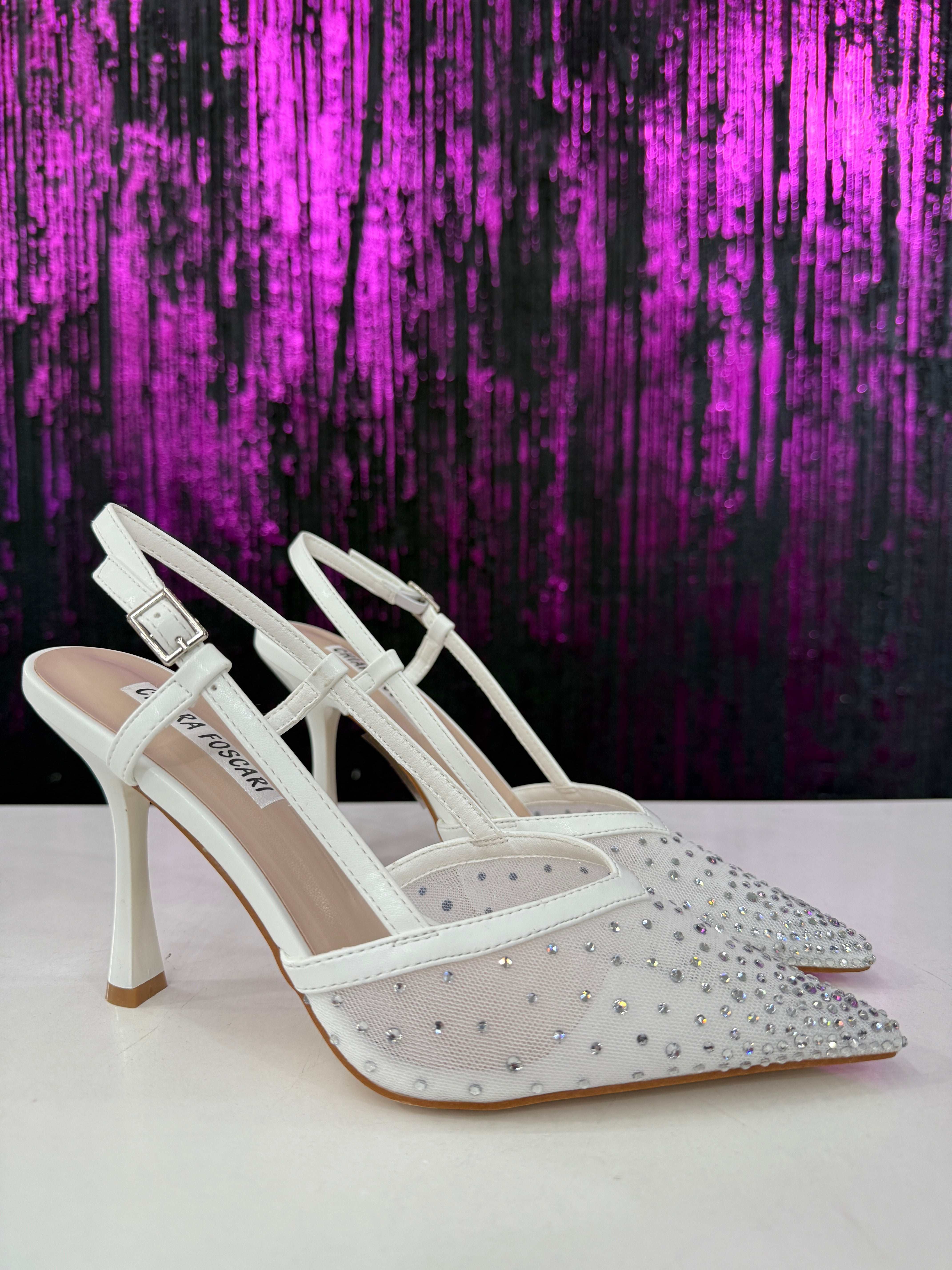 Slingback velata brillantinata