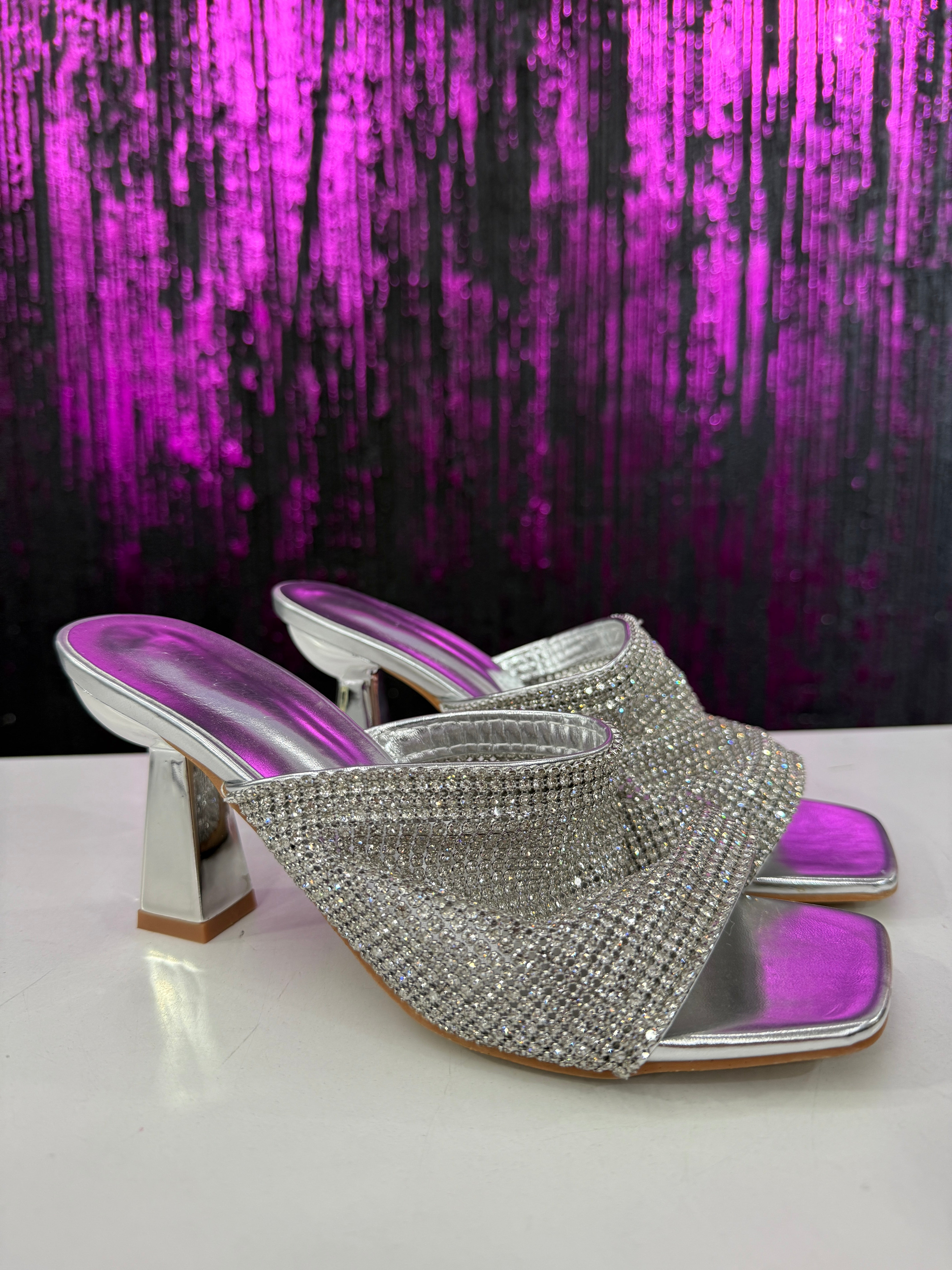 Sandali donna strass con tacco