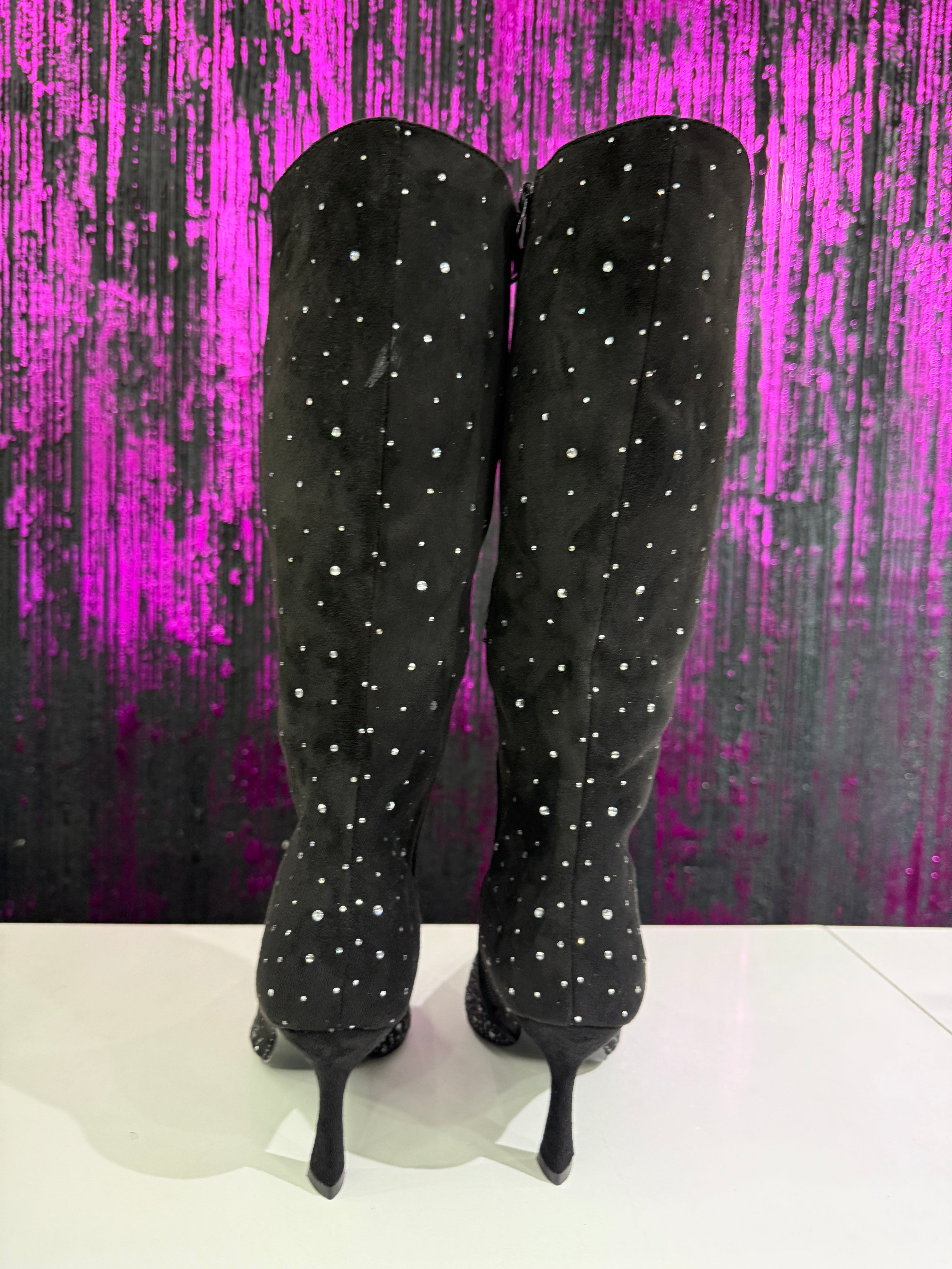 Stivale Donna con Strass alto – Nero