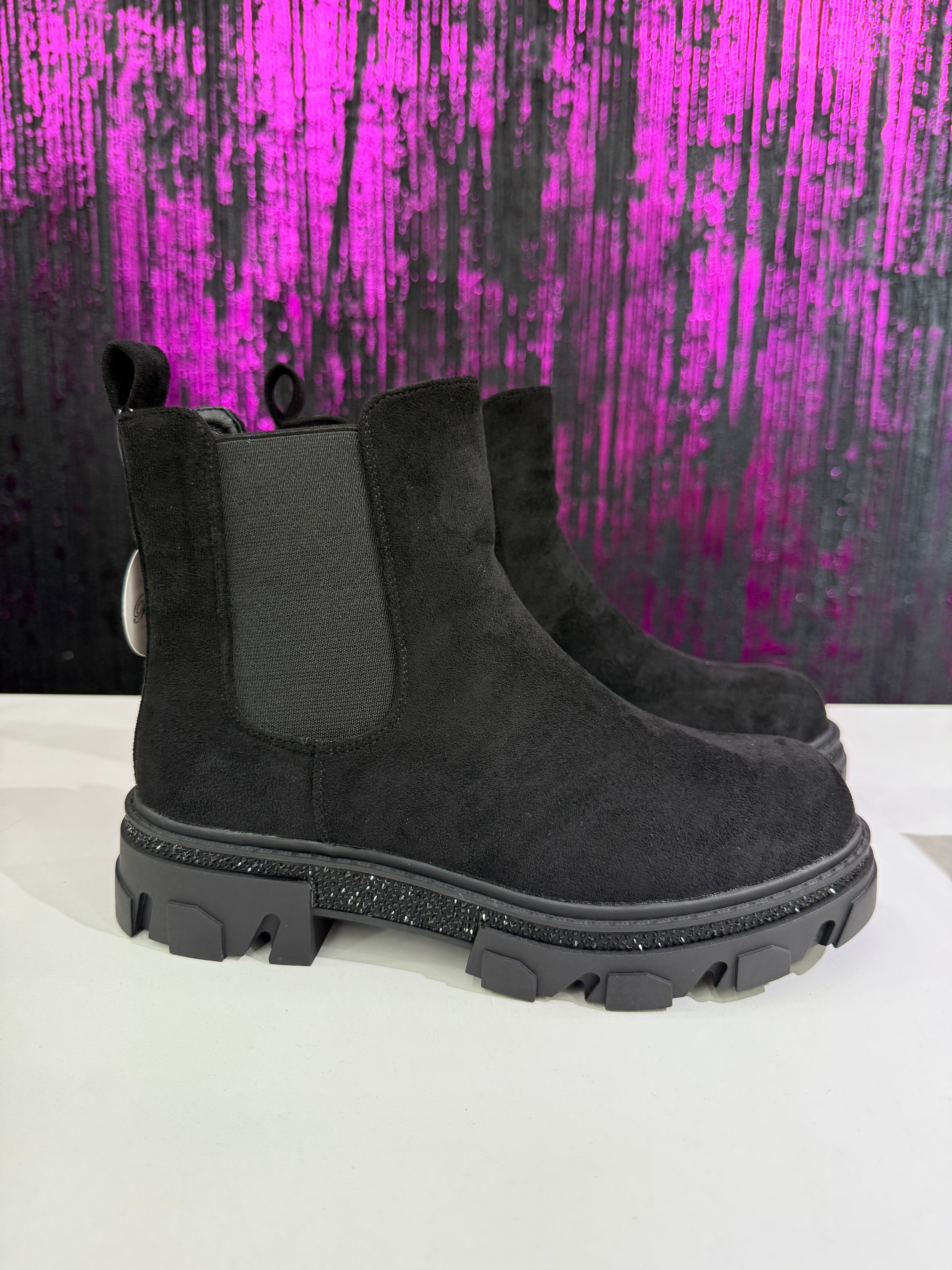 Stivaletto camoscio con brillantini