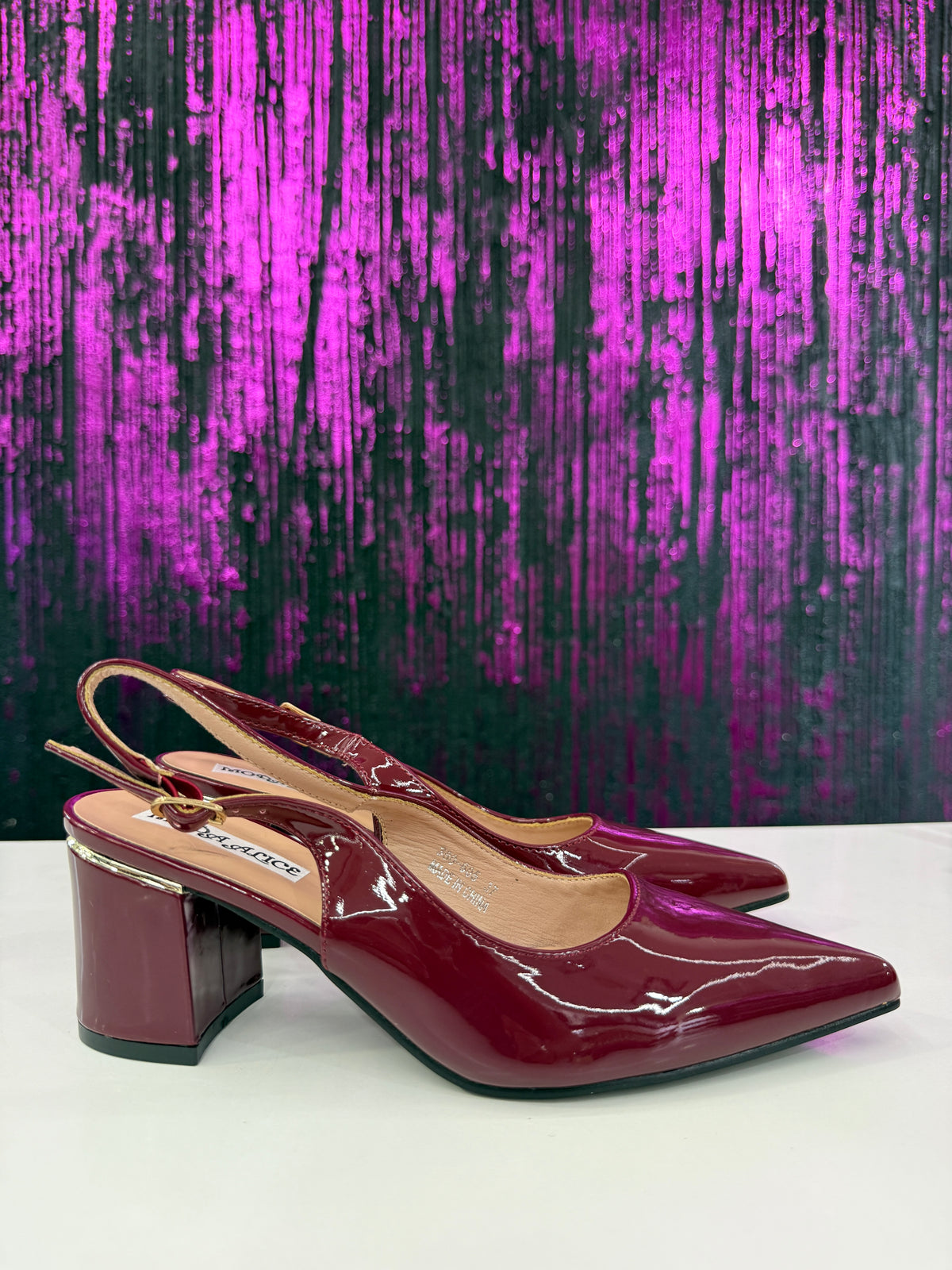 Slingback nera tacco doppio