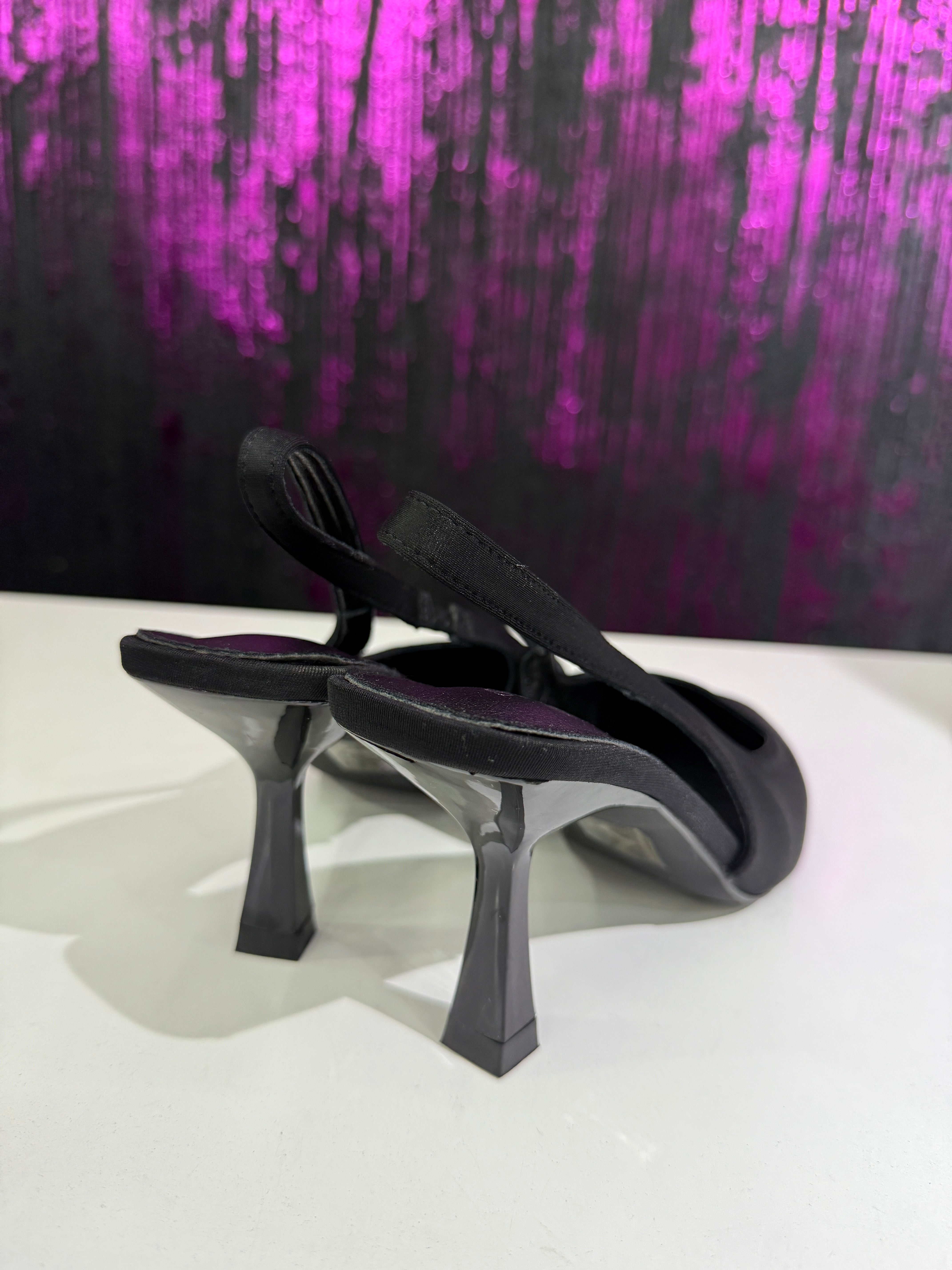 Slingback donna in raso tacco medio