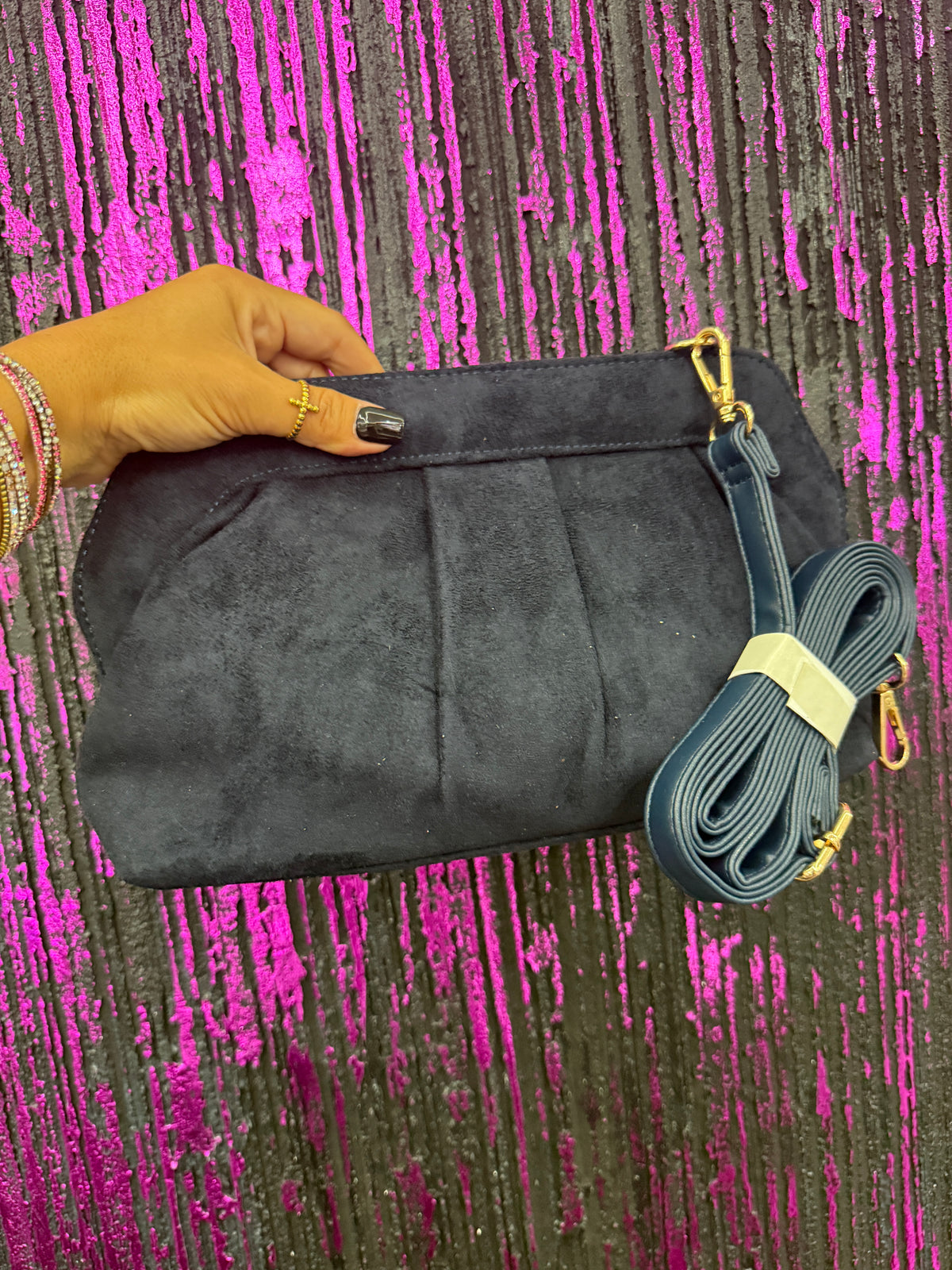 Pochette arricciata camoscio