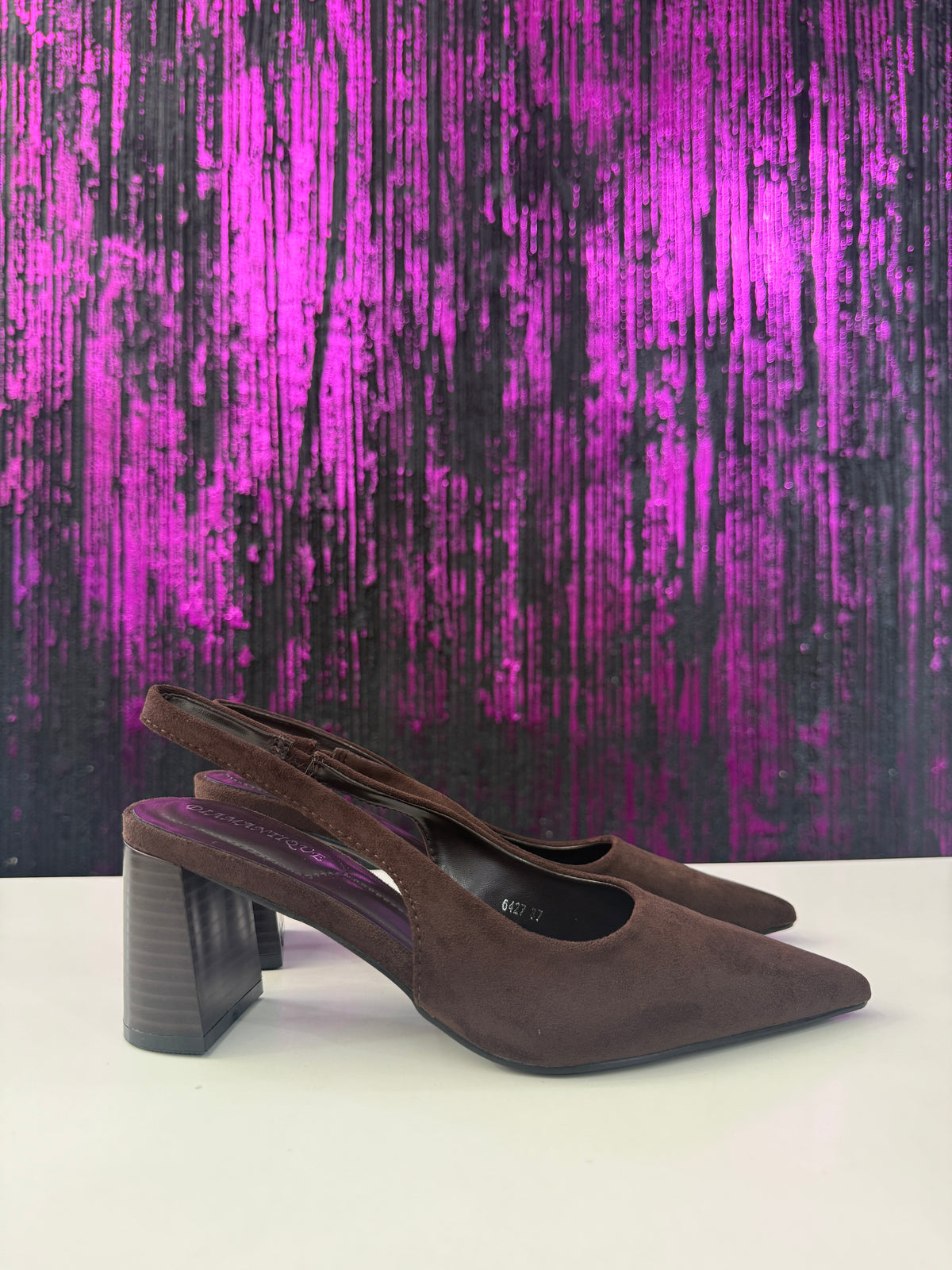 Slingback tacco camoscio