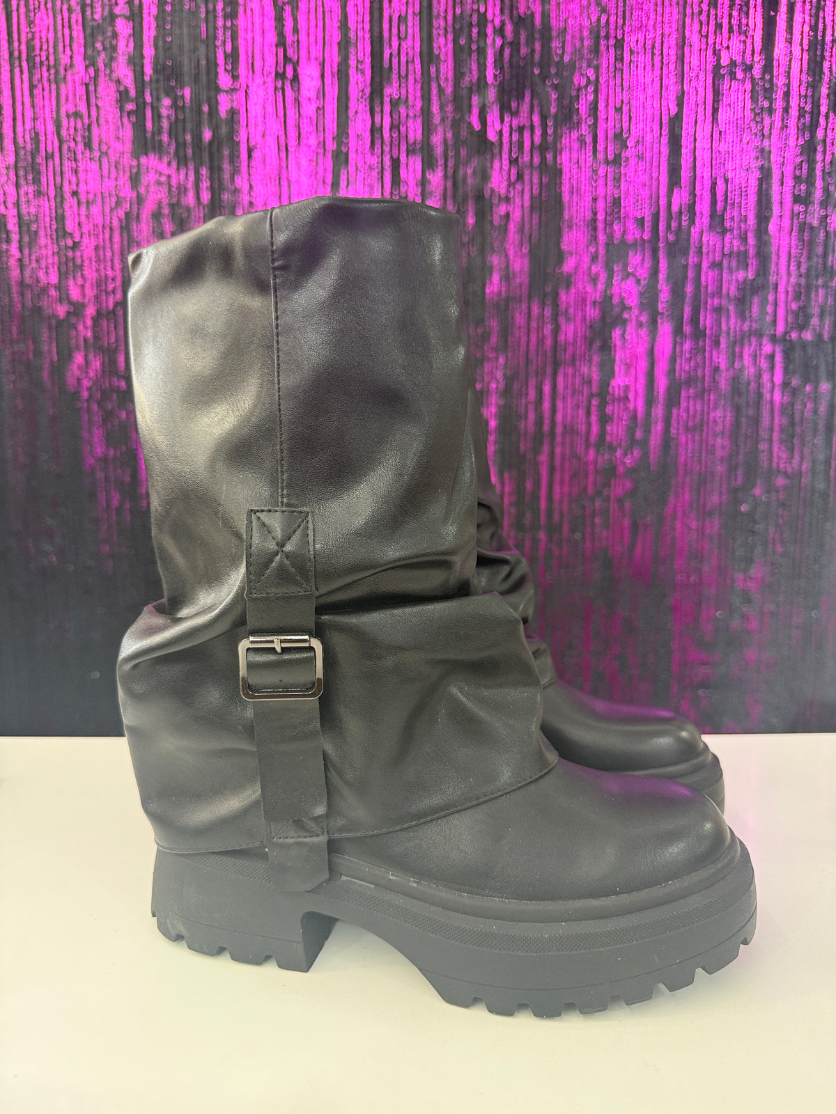 Stivali biker Bordo/Nero