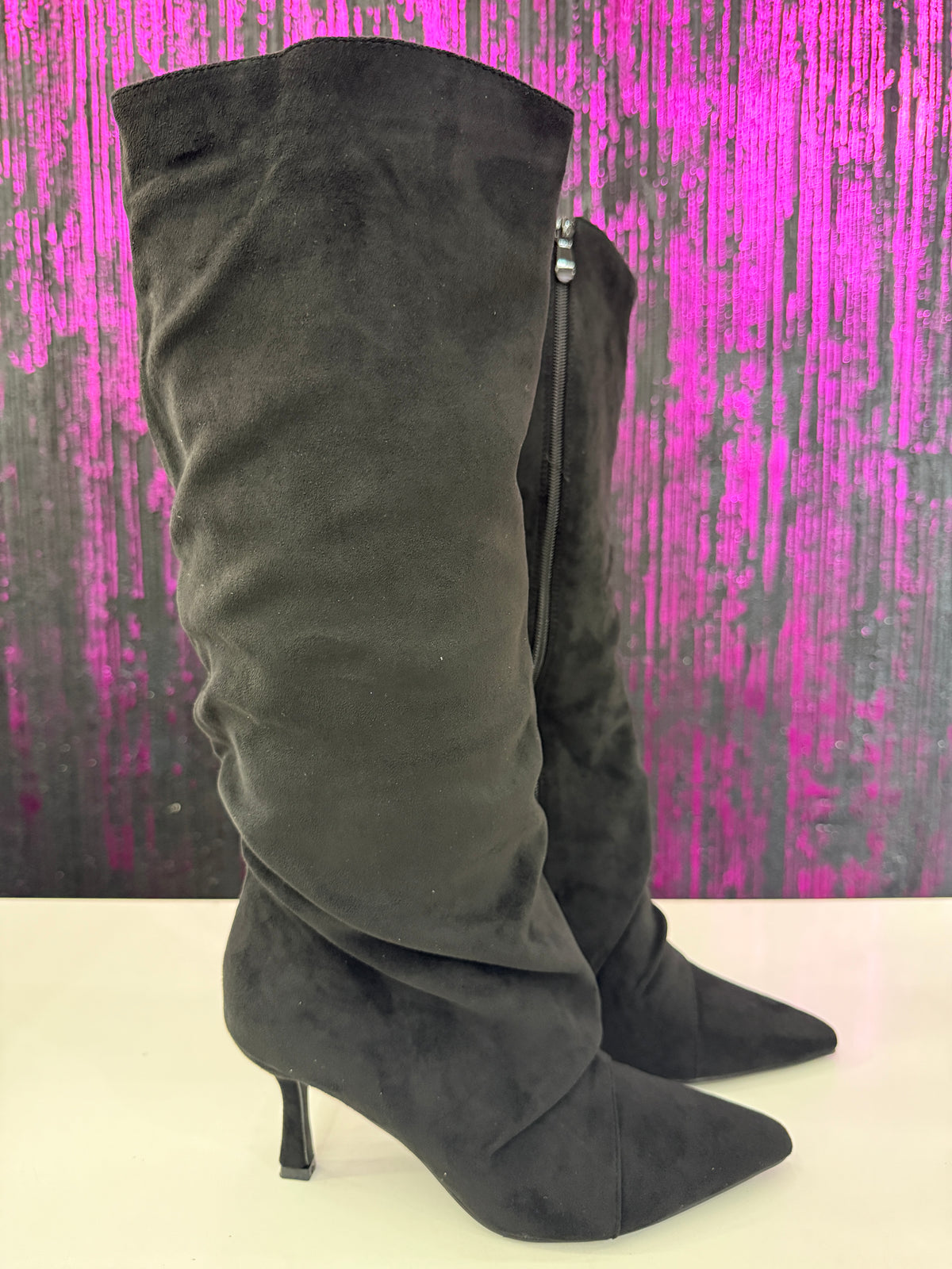 Stivali slouchy neri tacco comodo