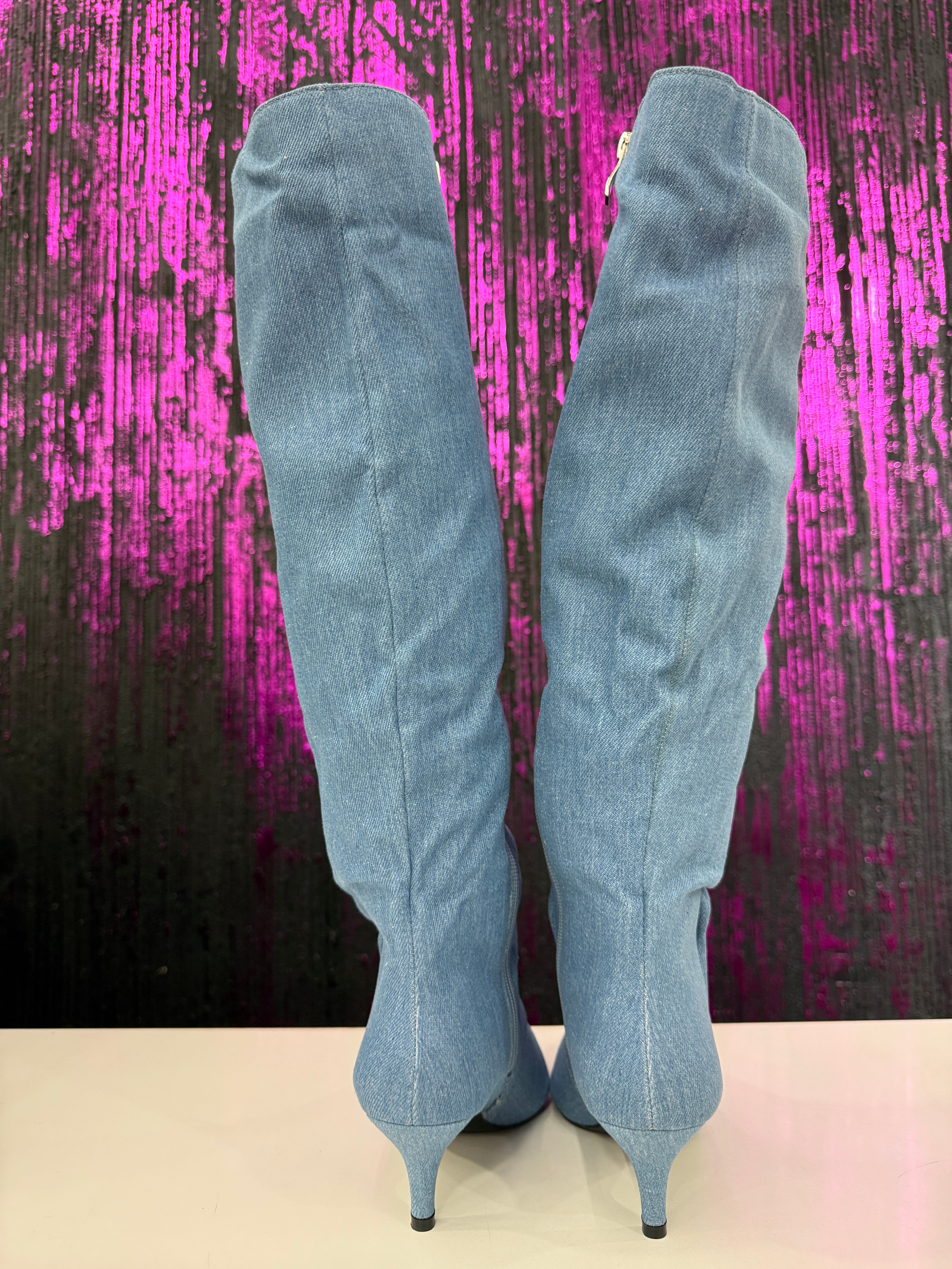 Stivali denim tacco comodo