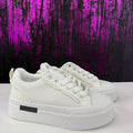 Sneakers bianca/nera in tela