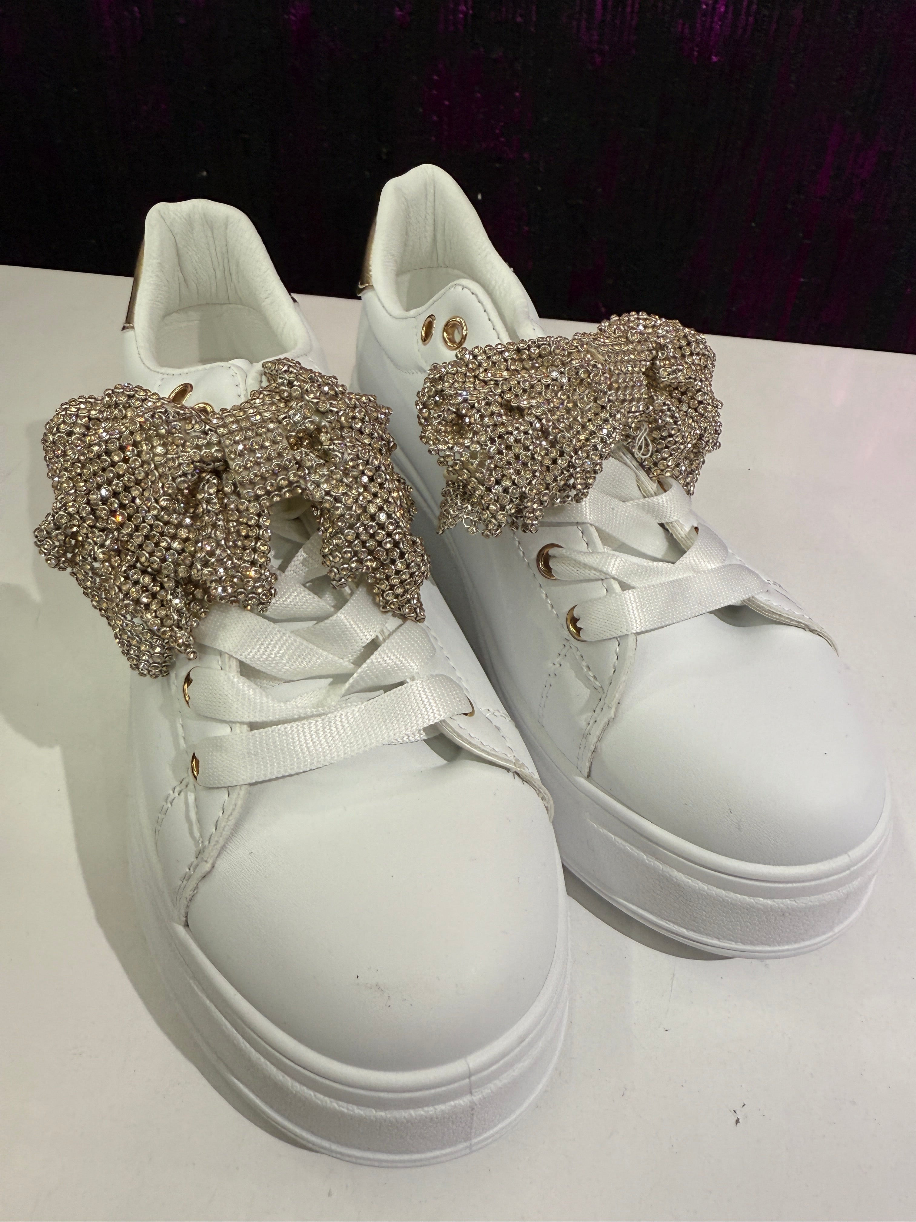 Sneakers Donna Platform con Fiocco Gioiello