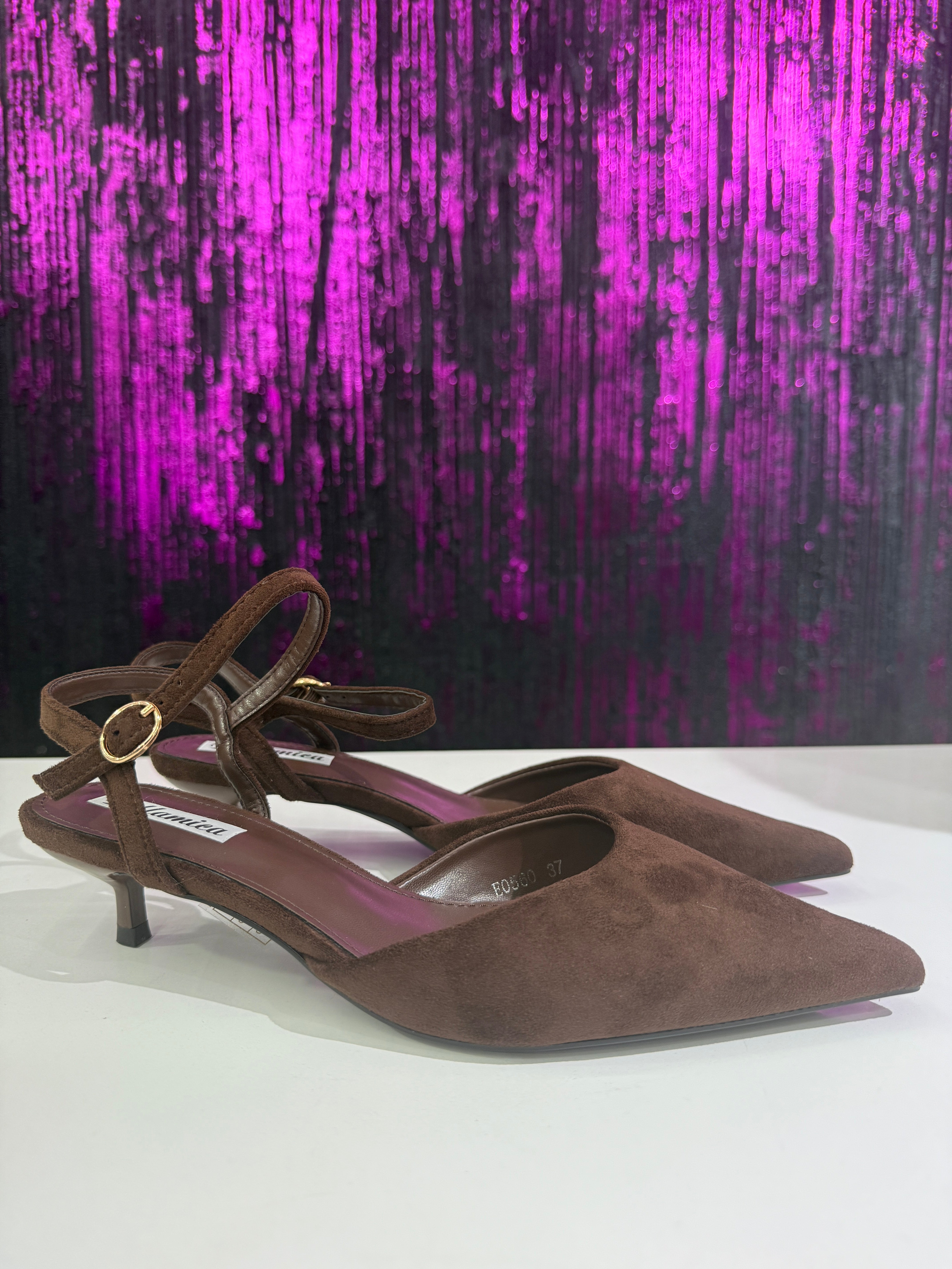 Slingback  Marrone camoscio tacco piccolo