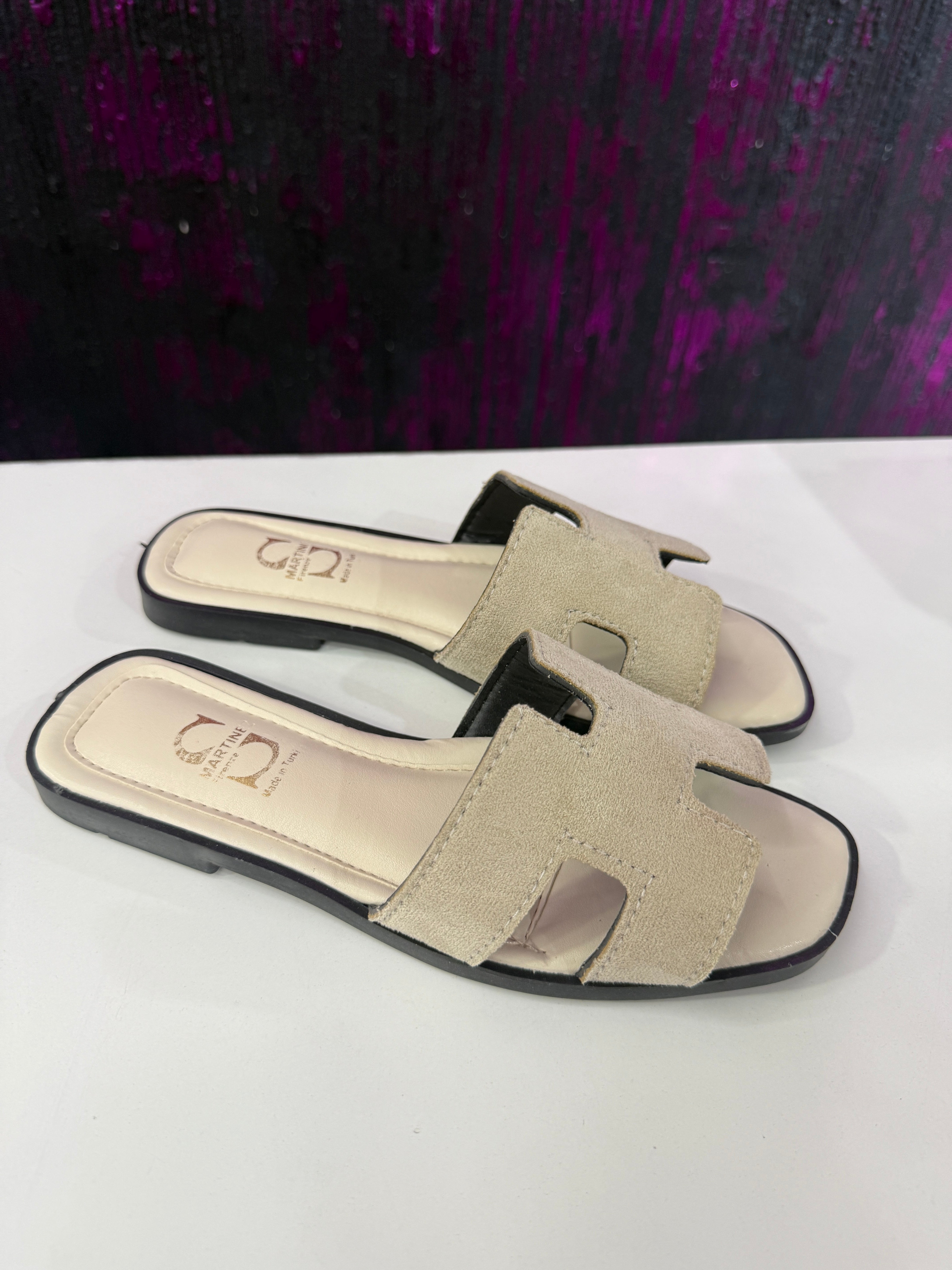 Ciabattina mod.Hermes camoscio cuciture
