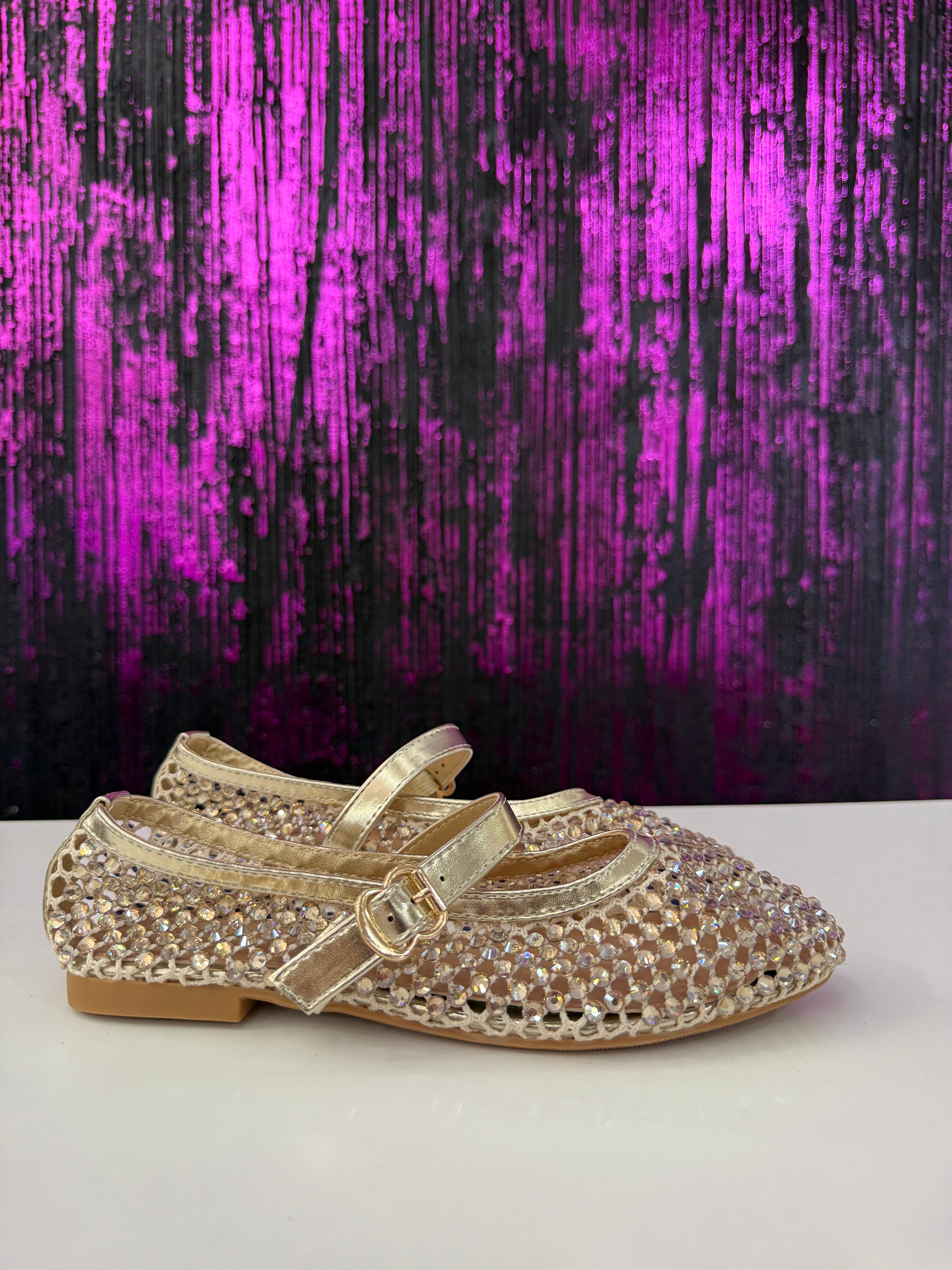 Ballerine Mary Jane a rete strass