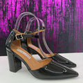 Slingback lucido tacco doppio
