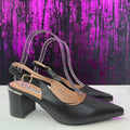 Slingback tacco doppio pelle