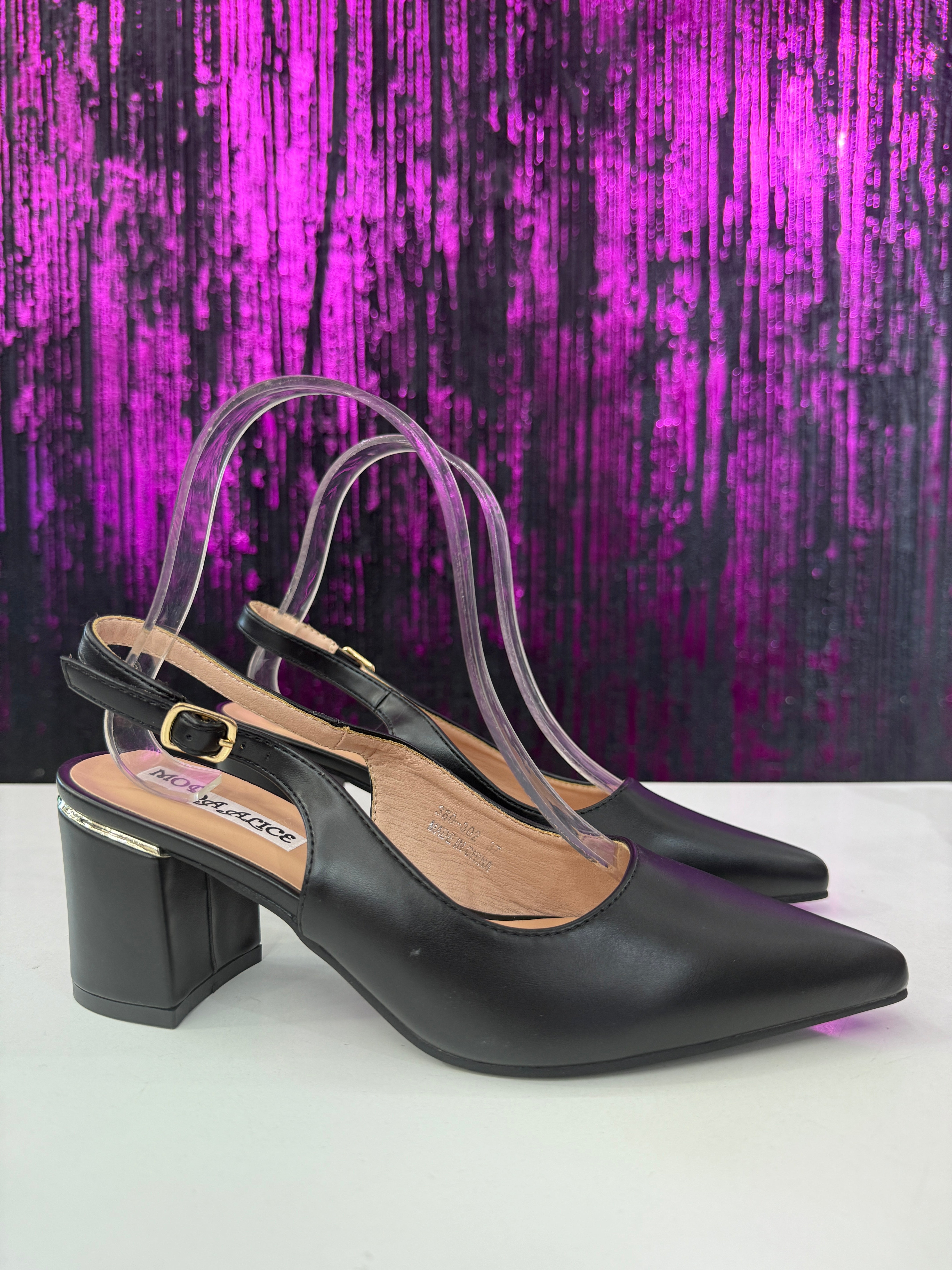 Slingback tacco doppio pelle