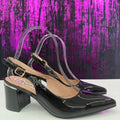 Slingback lucido tacco doppio