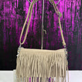 Borsa a Tracolla Modello “Fringe Chic” - in Camoscio con Frange