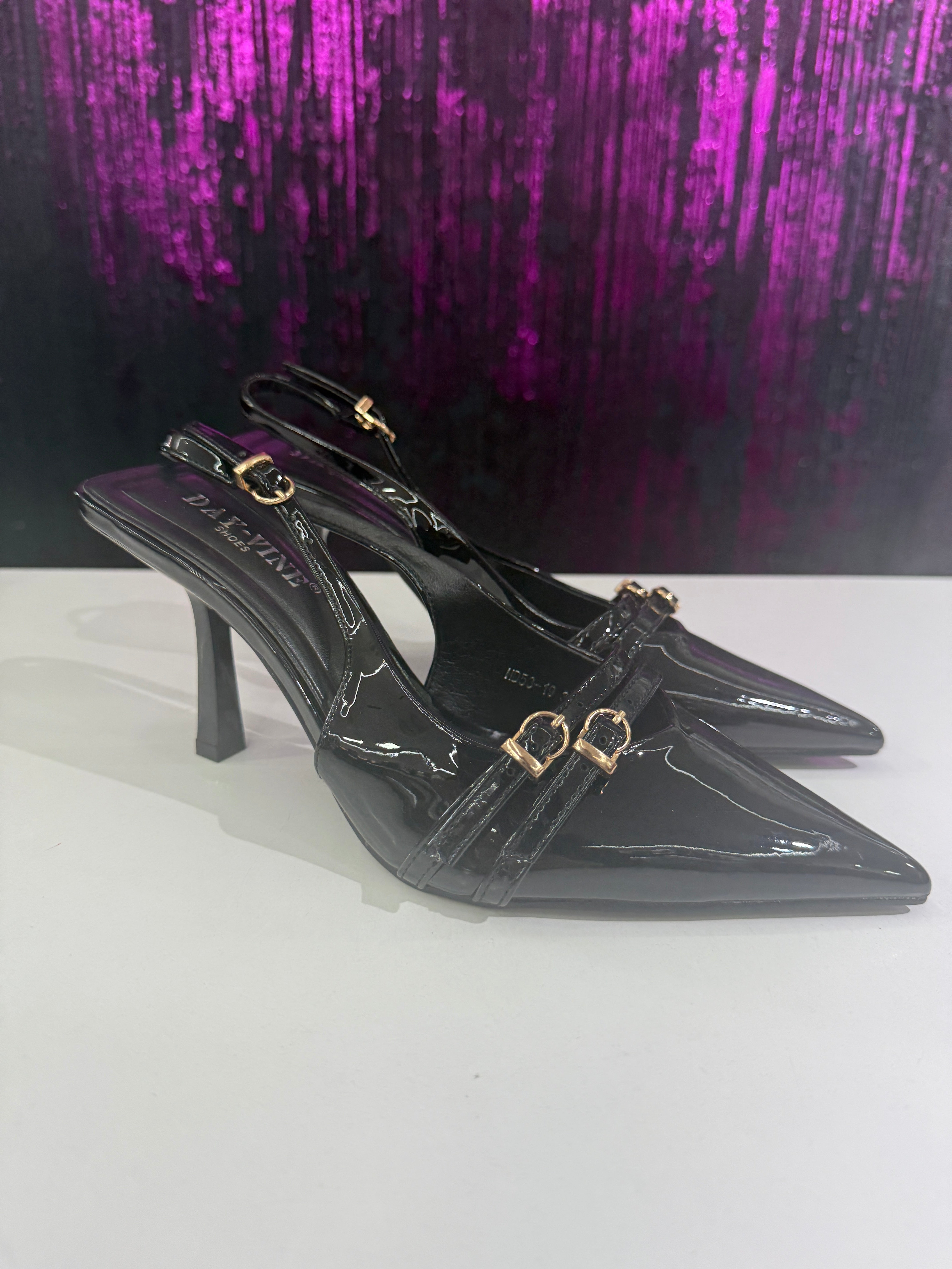 Slingback Donna Nere Vernice