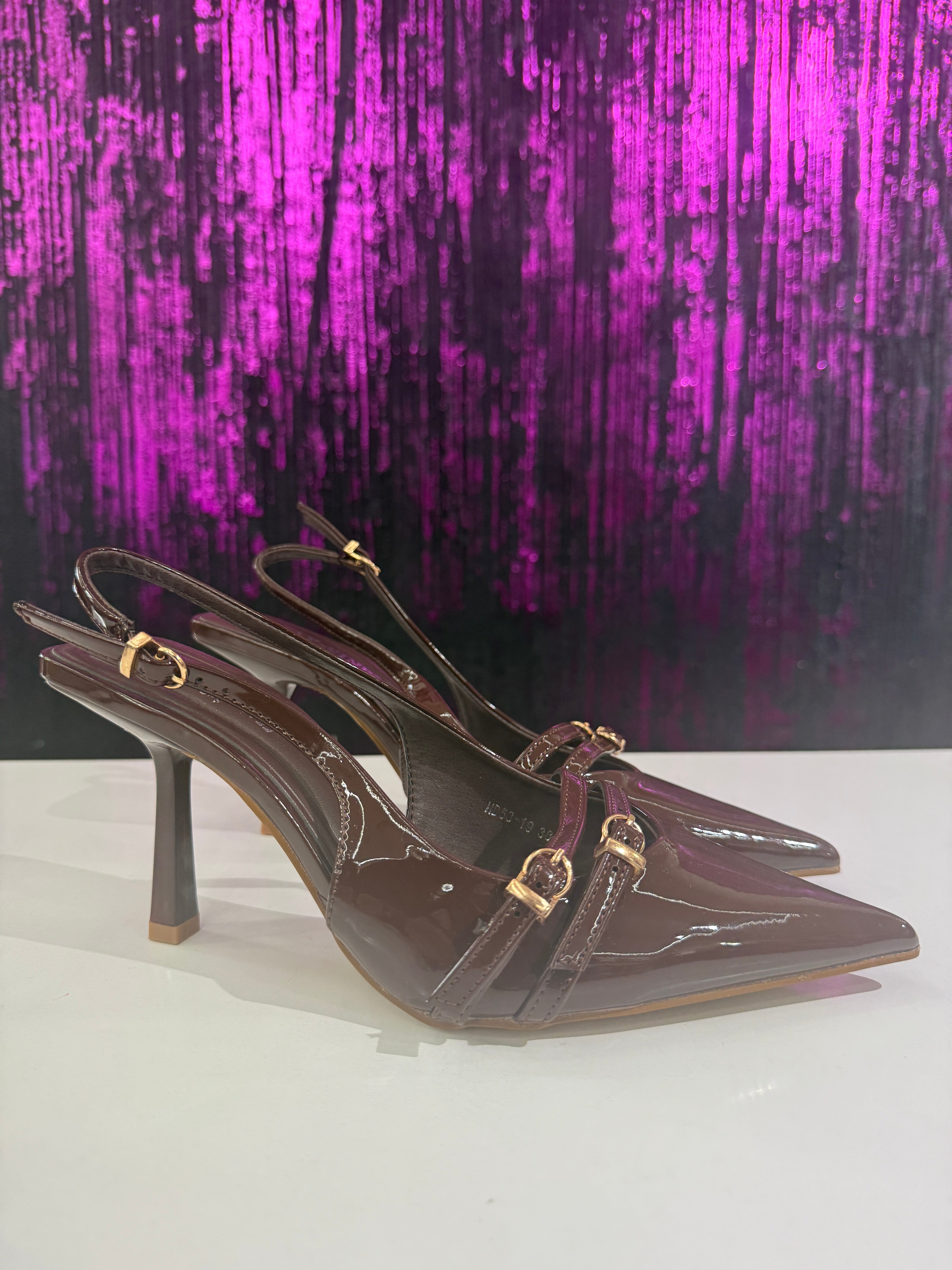 Slingback Donna Nere Vernice