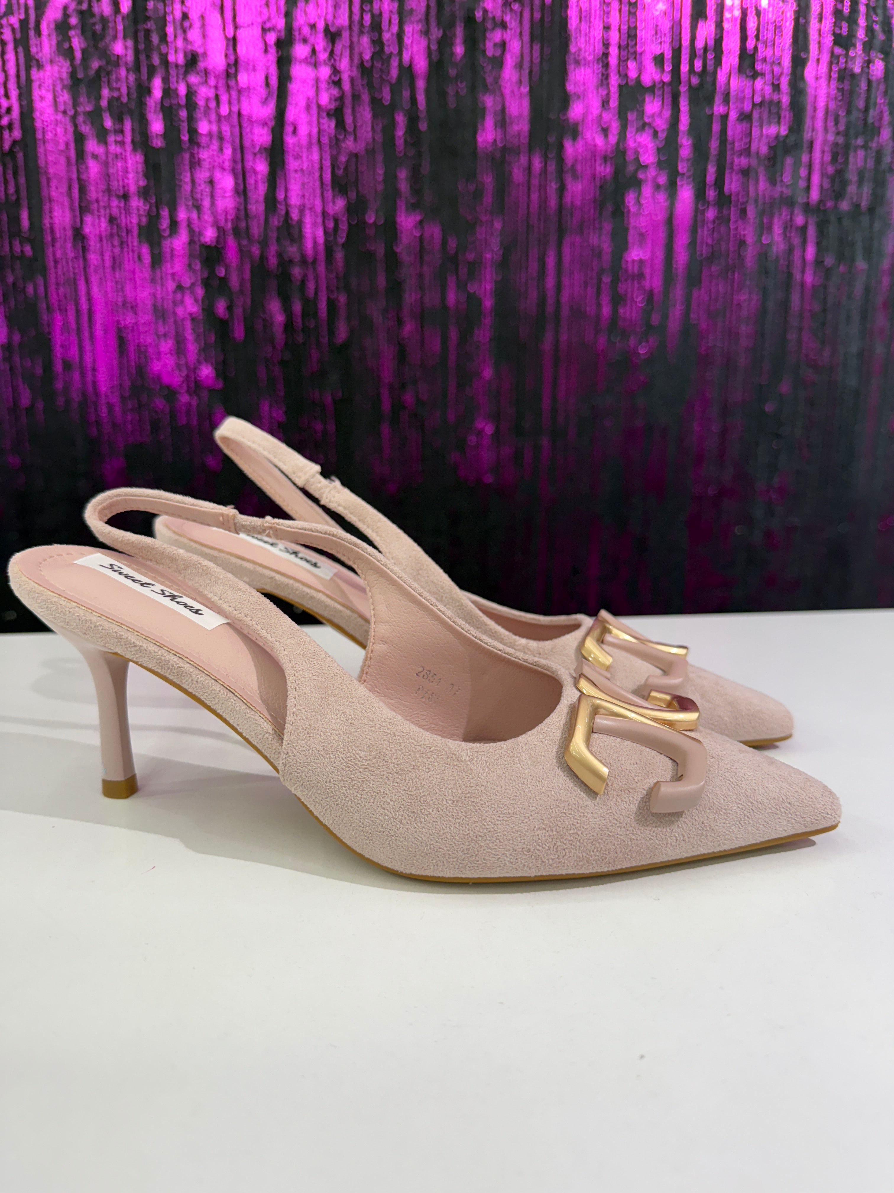 Slingback Donna Nere Effetto Camoscio