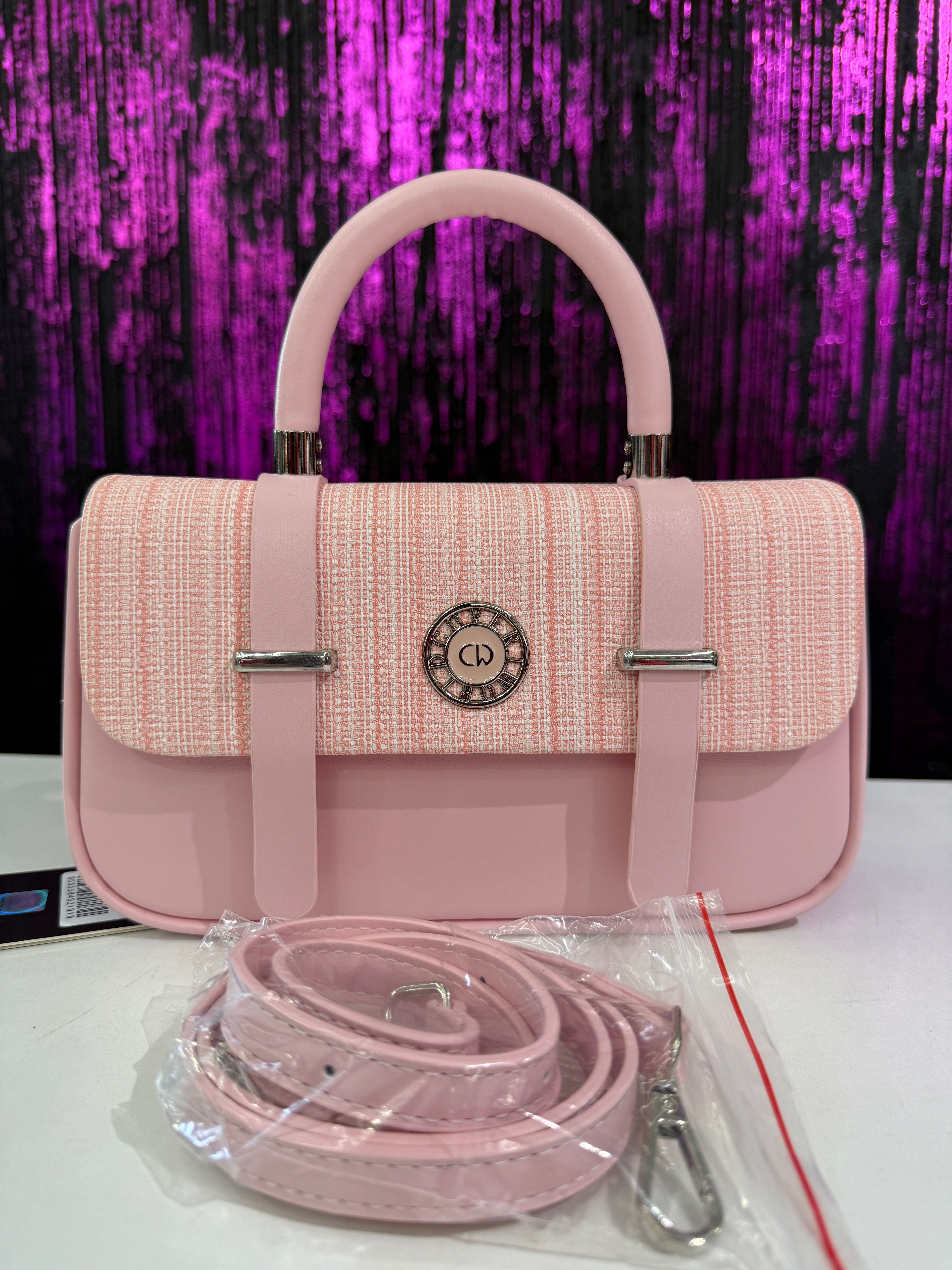 Borsa  a Mano e Tracolla – Beige con Patta Tessuto