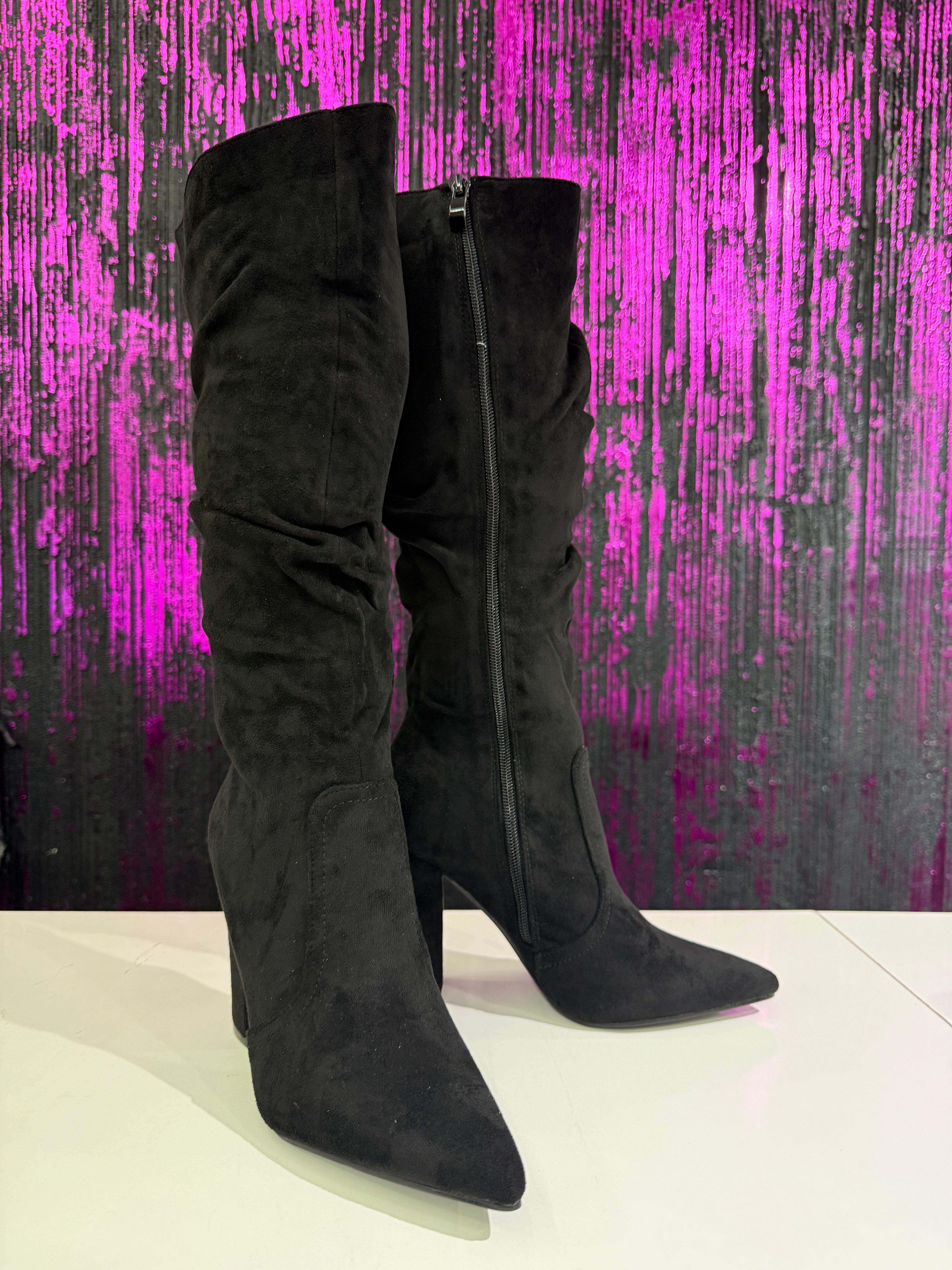 STIVALE DONNA TACCO ALTO – EFFETTO SCAMOSCIATO NERO