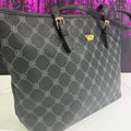 Borsa Shopper Nera con Stampa Monogram