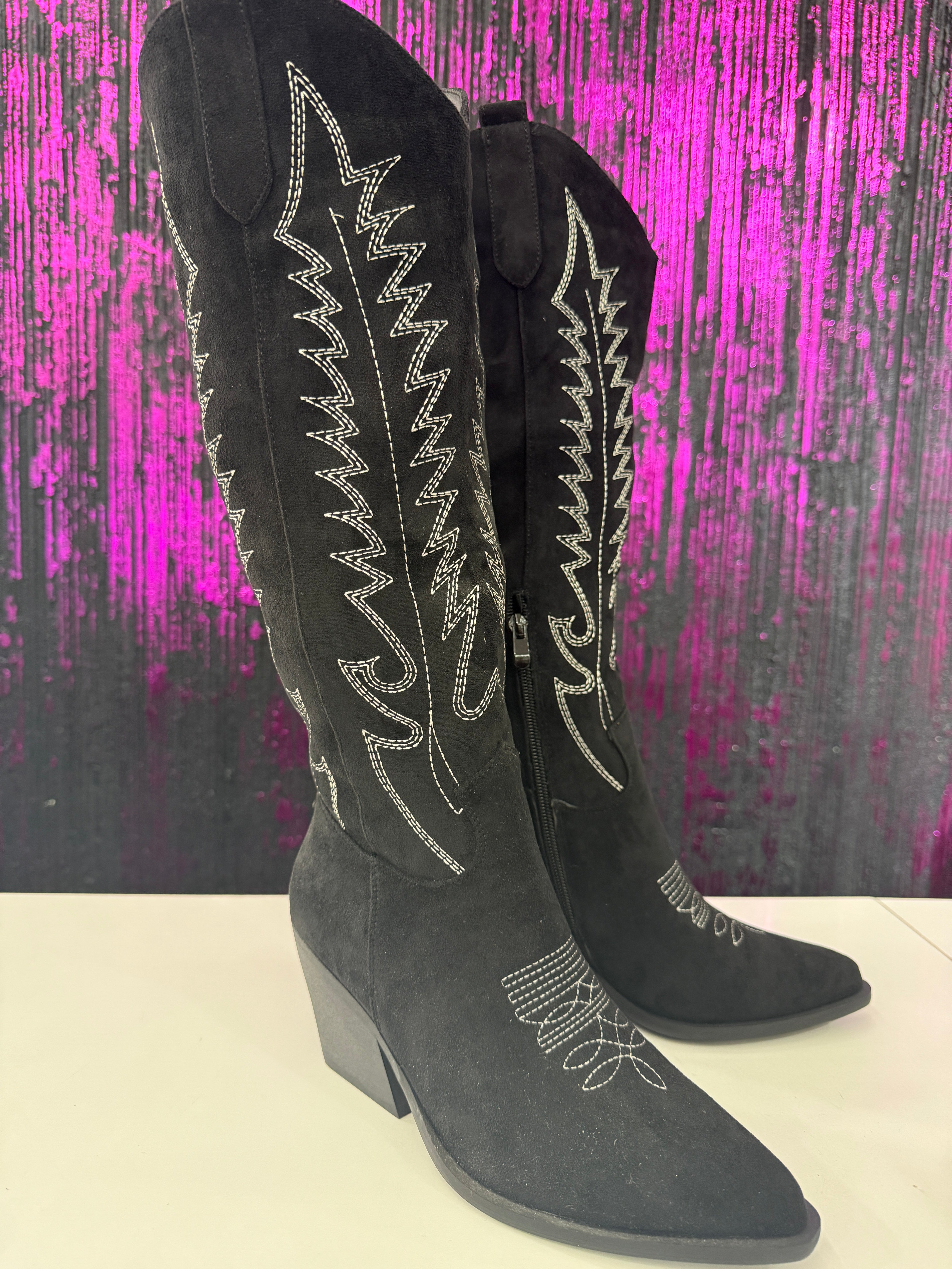 Texano camoscio con ricami