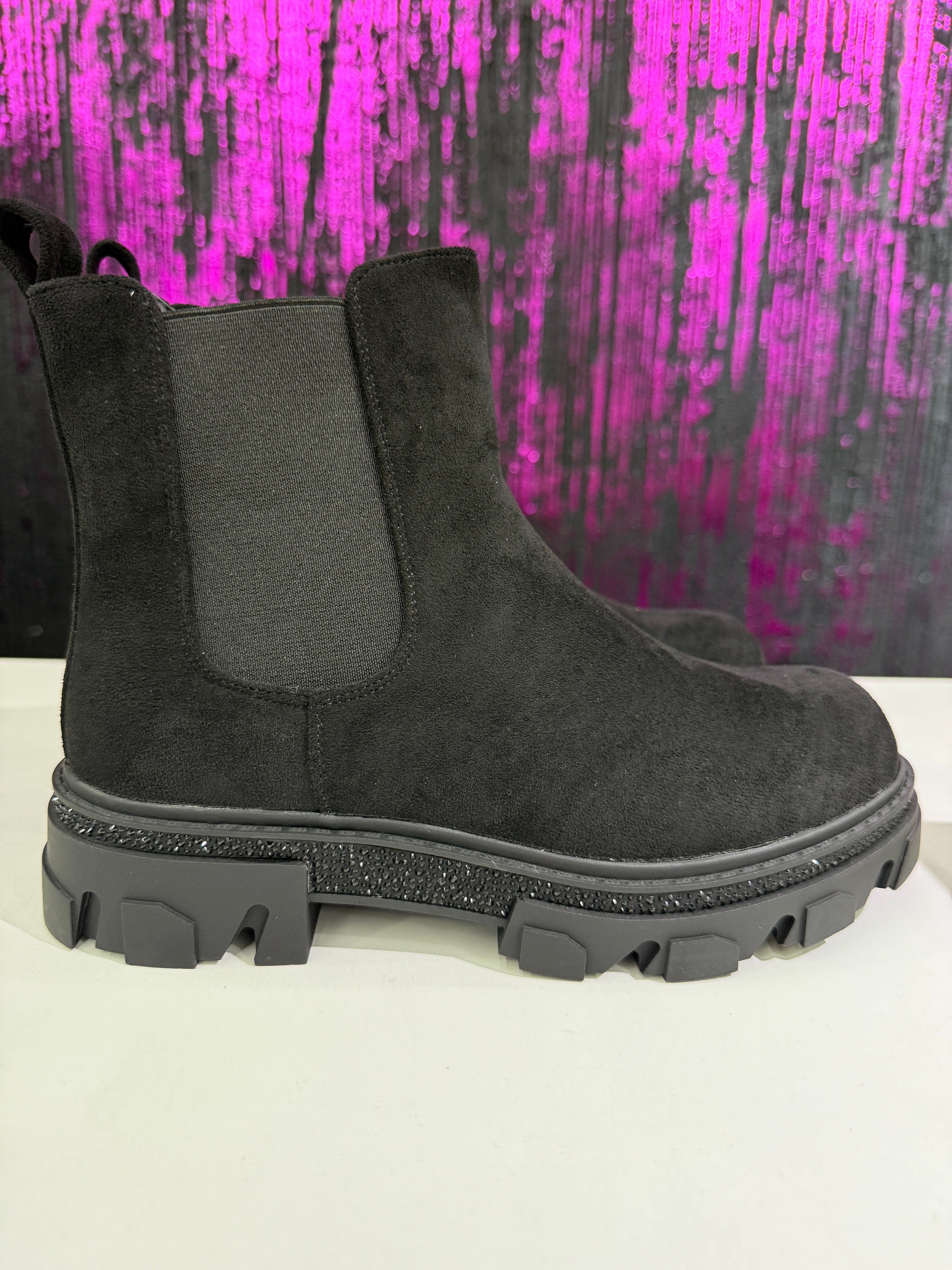 Stivaletto camoscio con brillantini